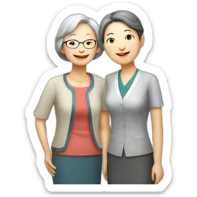 School Reunion in taiwan with older lady teacher sticker