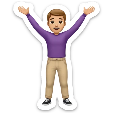 Guy emoji with hands up and out saying why with his pants by his ankles sticker