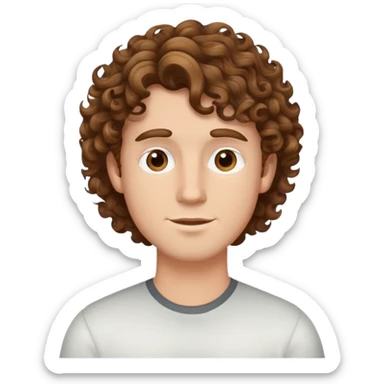 Brown with highlights Curly headed white guy  sticker