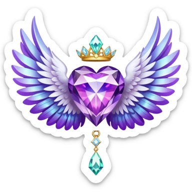 holy diamond emblem with white wings and purple diamond in the middle sticker