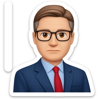 Add glasses to Keir Starmer standing emoji, keep the background transparent. Maintain the original style and transparent background. sticker