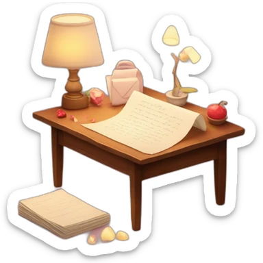 Design an old-fashioned love letter with a modern twist, set on a table with romantic lighting." sticker