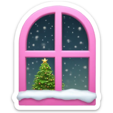 Pink window with a Christmas tree  sticker