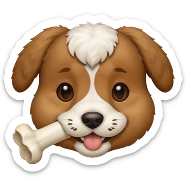 puppy face with bone in mouth sticker