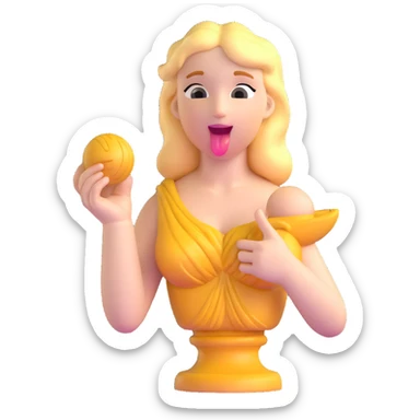 Venus de Milo statue with a playful expression showing her tongue sticker