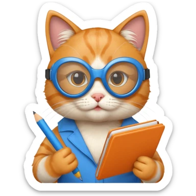 funny cat with planner with blue goggles sticker