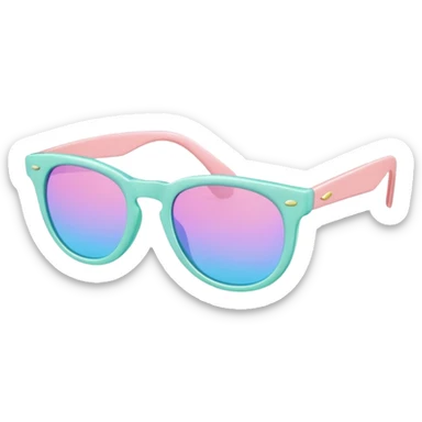 A colorful pair of Pastel sunglasses (aesthetic, loose object, apparel), seen from the side, 3/4 angle sticker