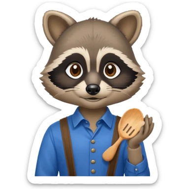 waiter racoon blue shirt sticker