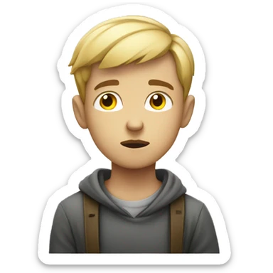 White thoughtful boy in contemplation sticker