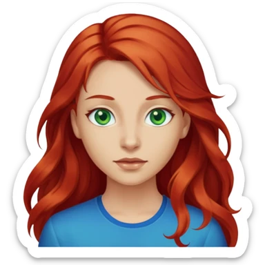 Like the first but her eye green  and blue and her hair red that brolong herwn  sticker