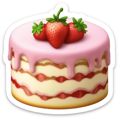 large Pink strawberry tiramisu sticker