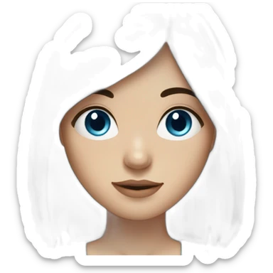 Dark brown long hair fringe girl with blue eyes sticker