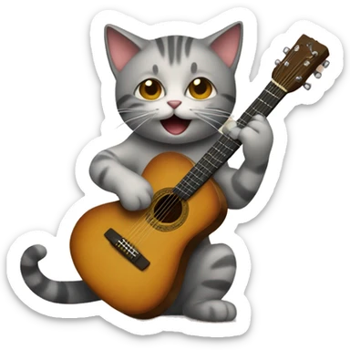 cat playing guitar sticker