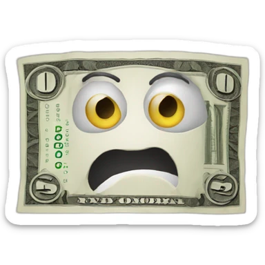 banknote with eyes and mouth mascot fiveish sticker