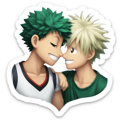Katsuki Bakugo kissing Izuku Midoriya sticker