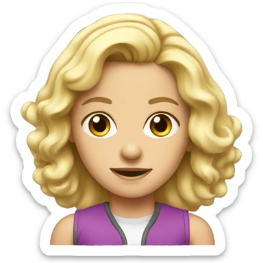 Blonde girl doping chemistry sticker