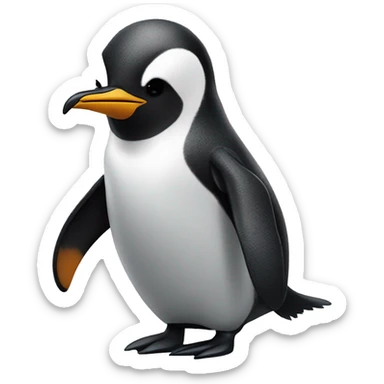 penguin on rock wings spread out hear facing up eyes CLOSED sticker