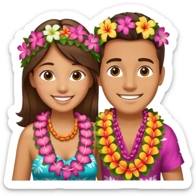 hawaiian couple sticker