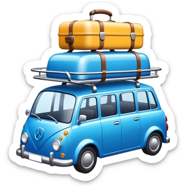 Road trip car with roof luggage rack sticker