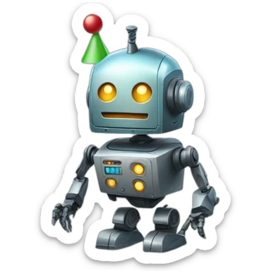 robot with partyhat sticker