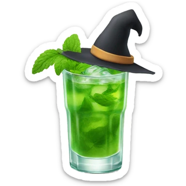 Mojito with witch hat sticker