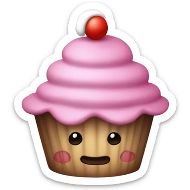 Pink cupcake with a Santa hat sticker