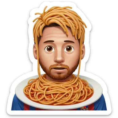 spaghetti in messi's face sticker