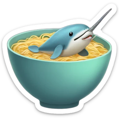 narwhal swimming in a bowl of ramen sticker