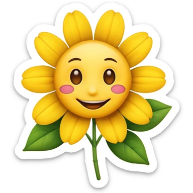 create an normal emoji with a flower in its mouth and love eyes sticker
