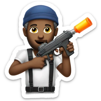 Hebrew man wit a watergun sticker