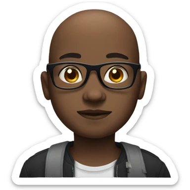 Black, boy, glasses, bald, overweight sticker