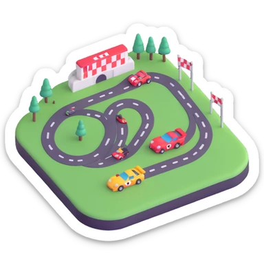 race track with racing cars sticker