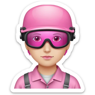 protective welding glasses with pink lenses, frameless design, safety eyewear with bright pink tinted lenses sticker