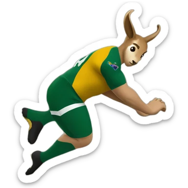 Springbok rugby player diving midair sticker