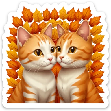 cat kisses cat autumn  sticker