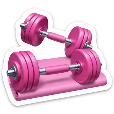 A cute pink dumbell along with rolled pink yoga mat sticker
