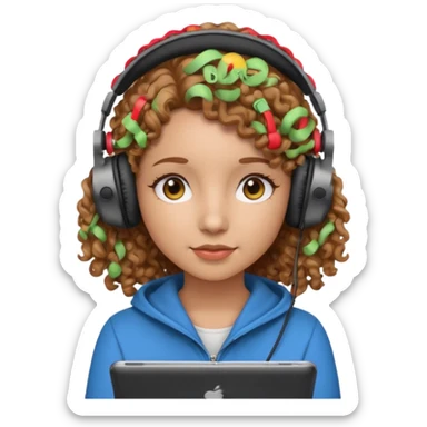 girl videomaker with light brown curly hair  sticker