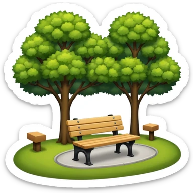urban park with benches and trees sticker