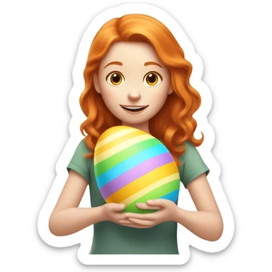ginger girl with an easter egg sticker