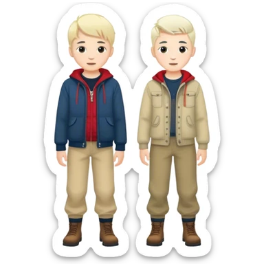 two best friends boys white skin full height different cloth norwegian sticker