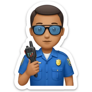 school security, sun glasses, holding walkie-talkie sticker