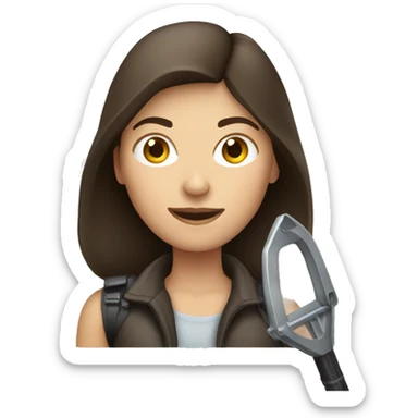 Brunette woman holding metal detector  sticker