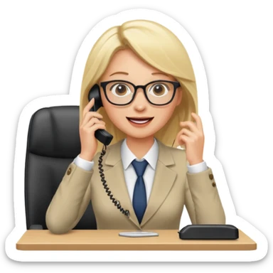office-boss-excited-phone-desk-blonde sticker