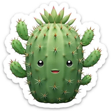 Pastel green cactus with a tiny pastel tuna sticker