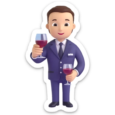 upper body of a person wearing a sommelier uniform holding a wine glass, no face visible, bright and professional feeling sticker