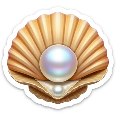 Open seashell with pearl beige satin sticker