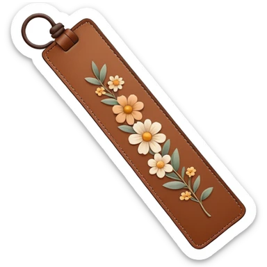 "A cute ‘Bookmark This!’ text with a minimalist leather bookmark and small floral details, warm neutral palette, hand-drawn sticker style sticker