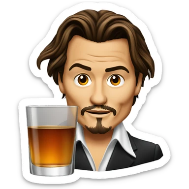 Johnny Depp drink glass of whiskey sticker