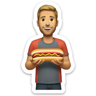 Jason hall eating a hot dog sticker