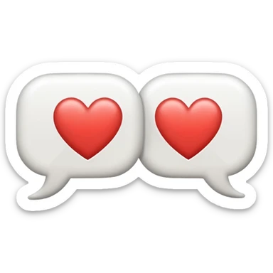 Minimal flat emoji of two speech bubbles facing each other with a small heart or sound wave inside, symbol of informal and authentic conversation sticker